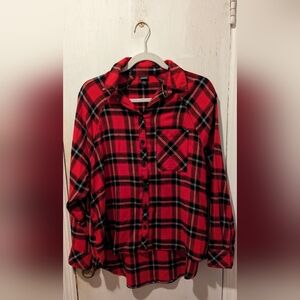 Wild Fable long sleeve, button down, red flannel shirt. Size XS